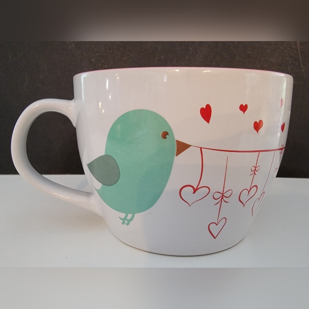 Mulberry Home Collection 14 Oz Oversized Heart Decor Love Birds/ Valentines Mug